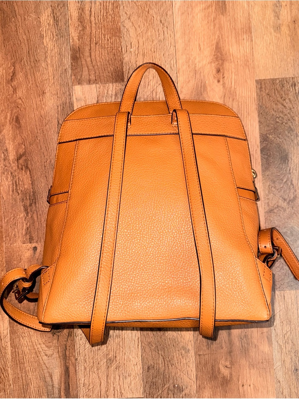 Michael Kors Rhea Slim Brown Leather Backpack - Picture 2 of 3